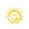 Ultraviolet Rays Silhouette Yellow Icon. Sunblock Protection Defense Skin Care Icon. SPF Sun Ray Resistant Sunblock. Sun