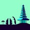 Ulun Danu Beratan Temple Bali Indonesia  Vector Illustration EPS 10