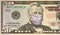 Ulysses Grant in healthcare surgical mask on a fifty dollar bill.