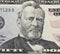 Ulysses Grant portrait on dollar bill closeup