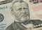 Ulysses S. Grant face on US fifty or 50 dollars bill macro