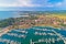 Umag. Aerial view of sailing marina and beautiful coastlne in Umag