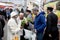 Uman,Ukraine, 13.09.2015: Jewish men in Kippah with bunches of green herbs in his hands are in the street