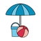 Umbrella bucket and ball beach