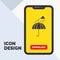 Umbrella, camping, rain, safety, weather Glyph Icon in Mobile for Download Page. Yellow Background