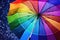 Umbrella Caught In Rainbow, Creating Magical Spectacle. Generative AI