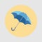 Umbrella closeup. Blue umbrella icon, flat design