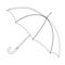 Umbrella coloring, vector sketch. Black and white open umbrella, isolated on white background