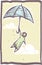 Umbrella Flying Woodblock