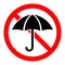 Umbrella are forbidden. Stop umbrella icon. Vector illustration