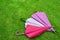 Umbrella, grass, autumn, rain, pink, green, triangle, colour, tone
