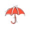 Umbrella icon in comic style. Parasol vector cartoon illustration on white isolated background. Umbel business concept splash