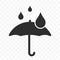 Umbrella icon, fragile box warning vector symbol. Package parcel logistics and delivery shipping, umbrella and water drop