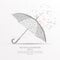 Umbrella low poly wire frame on white background.