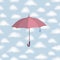 Umbrella over cloudy sky. Clouds seamless pattern Spring rain