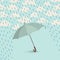 Umbrella over rain. Rainy cloudy sky pattern. Autumn, spring background