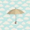 Umbrella over rain. Rainy cloudy sky pattern. Autumn, spring background