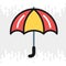 Umbrella, parasol or umbel icon for weather forecast application or widget. Color version on light gray background