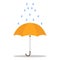 Umbrella, rain dripping on the umbrella. Vector illustration of an umbrella