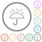 Umbrella with rain outline flat icons with outlines