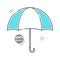 Umbrella related color line vector icon, illustration