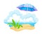 Umbrella on Sand or Seashore as Sunshade Vector Illustration