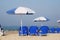 Umbrella in the sand at the seaside