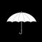 Umbrella side view icon isolated on black background.