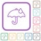 Umbrella with single raindrop outline simple icons