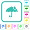 Umbrella with single raindrop solid vivid colored flat icons