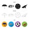 Umbrella, stone, ball, cricket .England country set collection icons in black,flat,outline style vector symbol stock