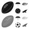 Umbrella, stone, ball, cricket .England country set collection icons in black,monochrome style vector symbol stock