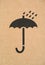 Umbrella symbol on cardboard. Fragile or packaging symbol