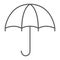 Umbrella thin line icon, weather and protection, parasol sign, vector graphics, a linear pattern on a white background.
