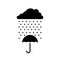 Umbrella vector icon. Rain protection umbrella water symbol. Rain safety sign drop icon isolated