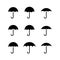 Umbrella vector icon. Rain protection umbrella water symbol. Rain safety sign icon isolated