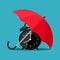 Umbrella and watch protection. Time protection concept. Save time. vector illustration