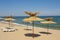 Umbrellas on the beach, St. Constantine and Helena resort, Varna province, Bulgaria