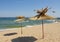 Umbrellas on the beach, St. Constantine and Helena resort, Varna province, Bulgaria