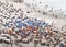 Umbrellas at the crowded Ipanema beach in Rio de Janeiro