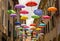 Umbrellas hanging in the city for the joy of the visitants