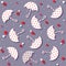 Umbrellas and hearts seamless pattern - vector