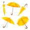 Umbrellas set. Autumn umbrella. Yellow icons. Vector