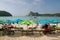 Umbrellas and sunchairs at Ao Loh Dalum beach on Phi Phi Don Isla