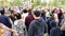 Umea, Sweden - June 21, 2019 People are dancing during the swedish mid summerday with colourful flower