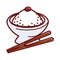 Umeboshi rice in big bowl with wooden chopsticks