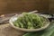 Umi-budou Seaweed or Green Caviar Healthy sea food or sea grapes seaweed on plate