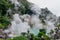 The Umi Jigoku PondBlue sea water Hell is one of eight Beppu hot spring onsen. the most famous in beppu city in autumn. Oita,