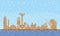 Umm al-Quwain city skyline, pixel art background