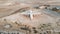 Umm al Quwain, United Arab Emirates - July 31, 2020: Abandoned airplane in the desert of Umm Al Quwain emirate of the UAE